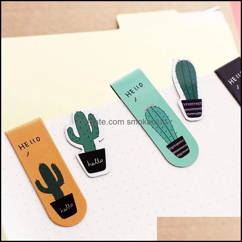 Poplular Cute Cactus Magnetic Bookmarks Book Page Marker Student Stationery Supplies Gift