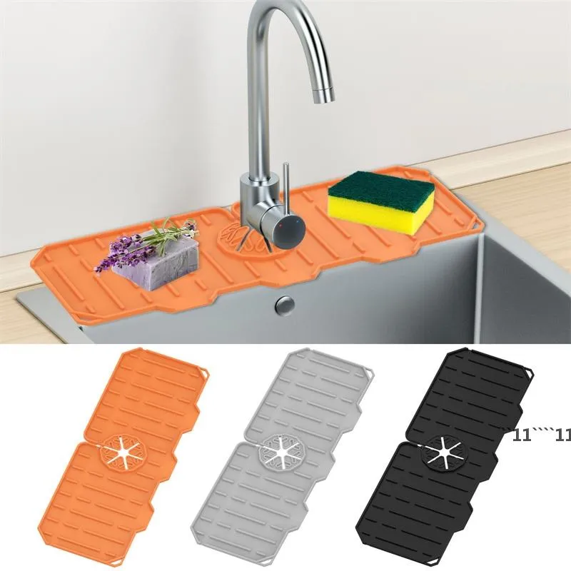 Tapis collecteur d'eau de robinet en Silicone, tapis de cuisine et de salle de bains, protection contre les éclaboussures d'évier, RRB15438