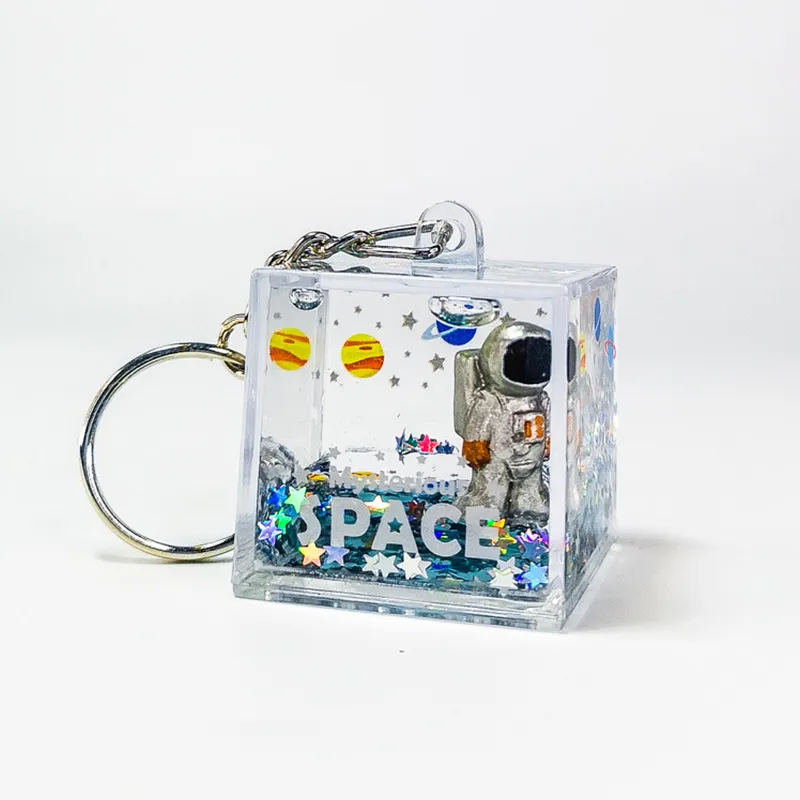 ZDHC Bombole di gas galleggiante astronauta portachiavi carino movimento blu liquido sabbie mobili luna Spaceman portachiavi auto borsa fascino per ragazze, Blu 1, Taglia unica
