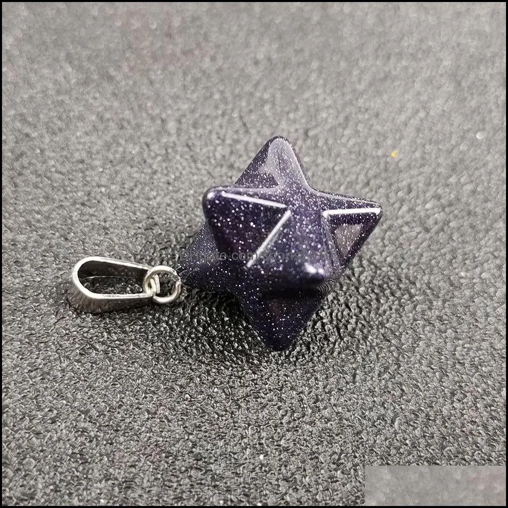 14mm merkaba hexagram star qaurtz chakra stone charms energy healing reiki crystal carvings pendant for jewelry makin sports2010