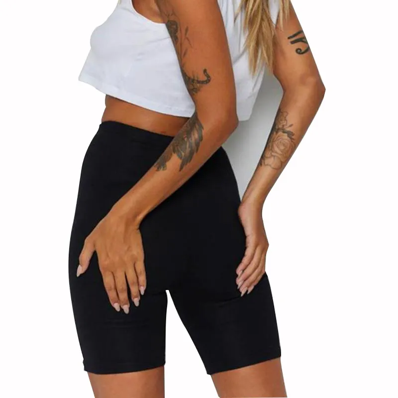 Women Yota Pants Shorts Thin Fitness Skinny Casual High Waist Fashion Biker Shorts Summer Slim Knee Length Bottoms Black Cycling Short Streetwear