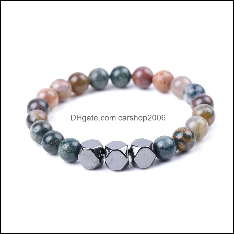 lover men handmade hematite 8mm buddha indian agate stone bracelet beads bracelets summer women jewelry gift