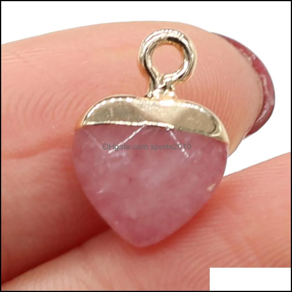 delicate natural stone charms heart rose quartz lapis lazuli turquoise opal pendant diy 10x14mm sports2010