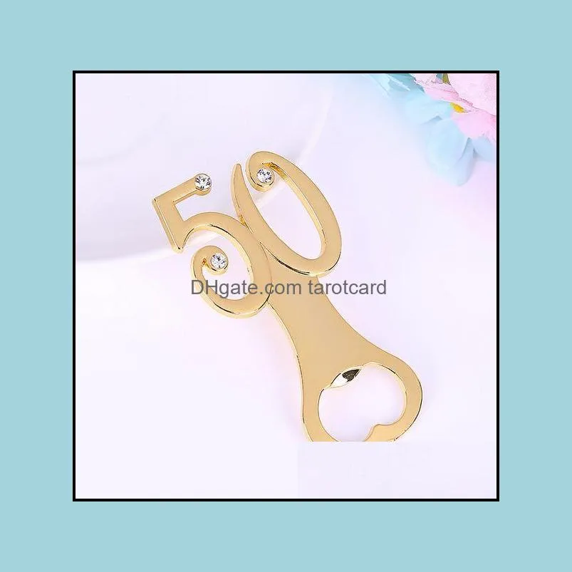 Golden Wedding Souvenirs Digital 50 Bottle Opener 50th Birthday Anniversary Gift For Guest free shipping