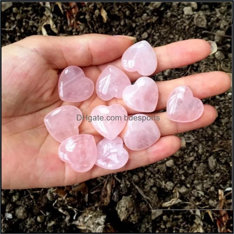 25mm Natural Rose Quartz Heart Shaped Pink Crystal energy stone craft decoration Healing Gemstone Crystal Gem diy