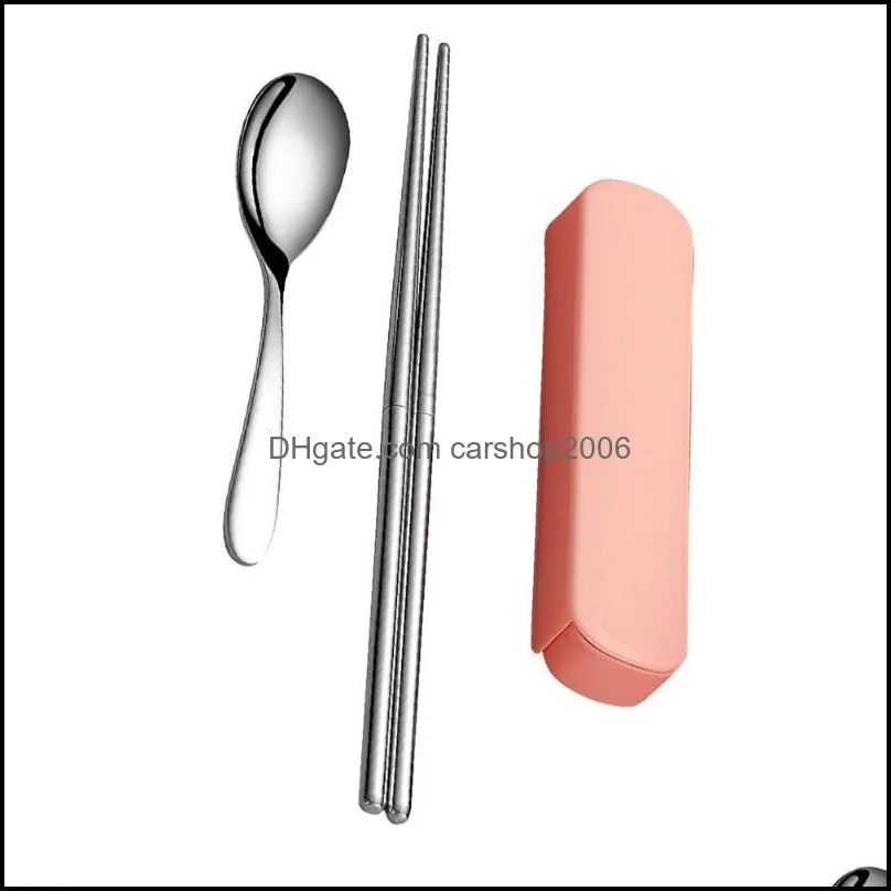 Set di posate Cucina Sala da pranzo Bar Giardino di casa 1 set di bacchette portatili Cucchiai con scatola di immagazzinaggio Stoviglie pieghevoli per esterni Consegna in consegna