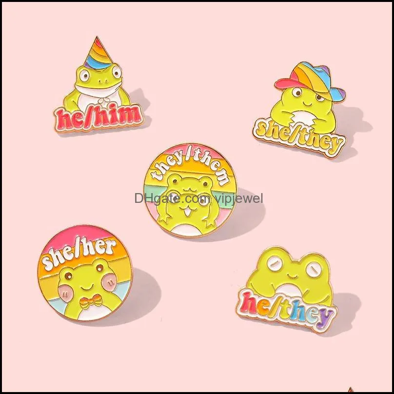 cartoon animal frog circle letters model brooches unisex colorful alloy enamel clothes badge accessories children hat knapsack sweater clothing lapel