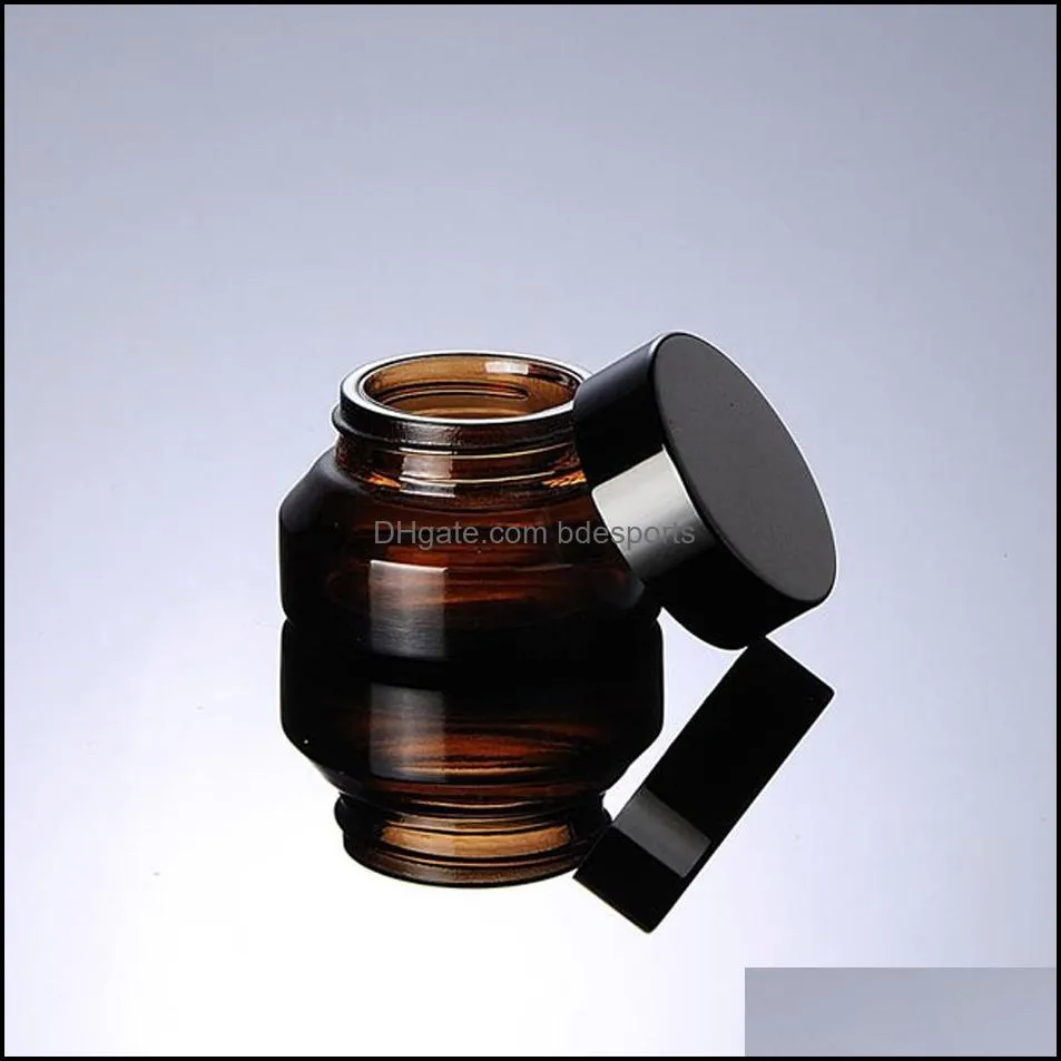 15g 30g 50g Brown Glass Jar Pot- Inclined Shoulder Glass Container for Wax, Oil, Cream, Cosmetic - Travel Refillable Sample Packaging