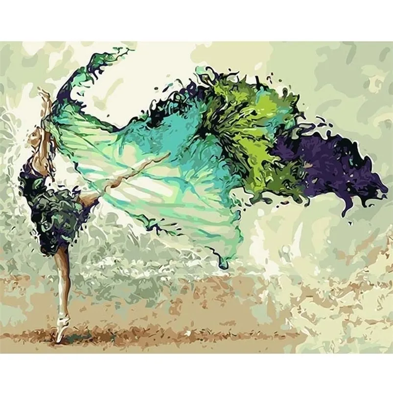 Painting By Numbers DIY Drop 40x50 60x75cm Flying dreams dancing youth Figure Canvas Wedding Decoration Art picture Gift LJ200908