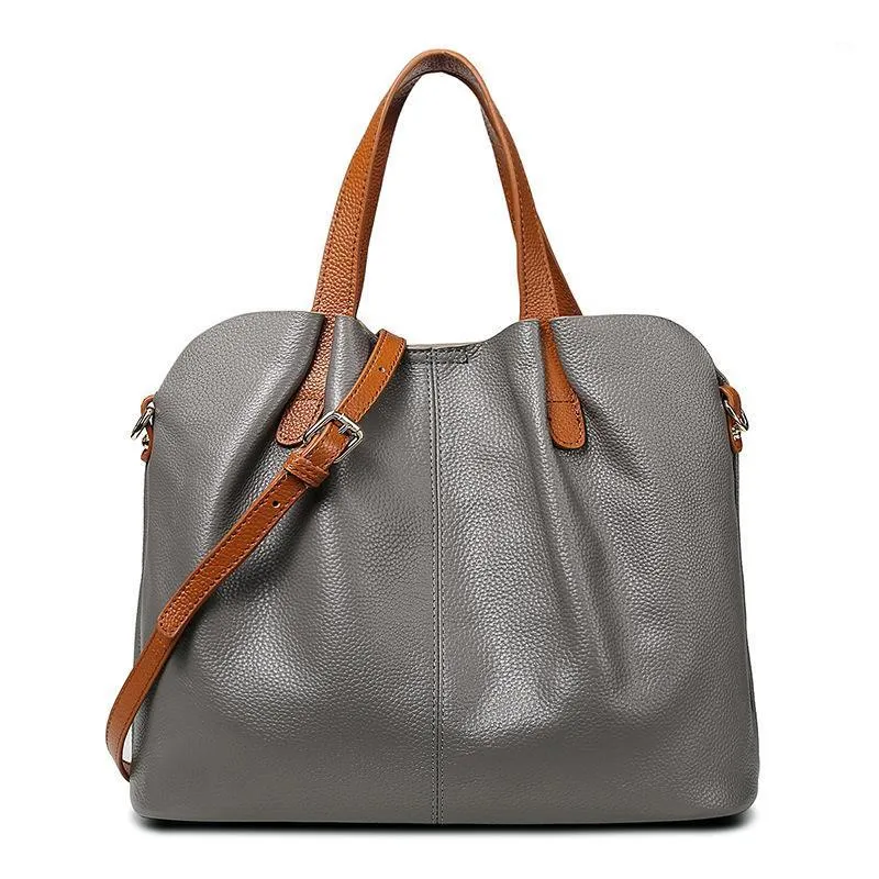 Evening Bags 2022 Leather Handbags Fashion Hit Color First Layer Cowhide Picture-mother Bag Big Shoulder Messenger Handbag Female