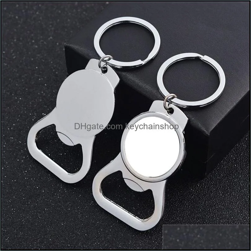 sublimation blank key chain metal key ring with bottle opener hot transfer printing diy blank consumables