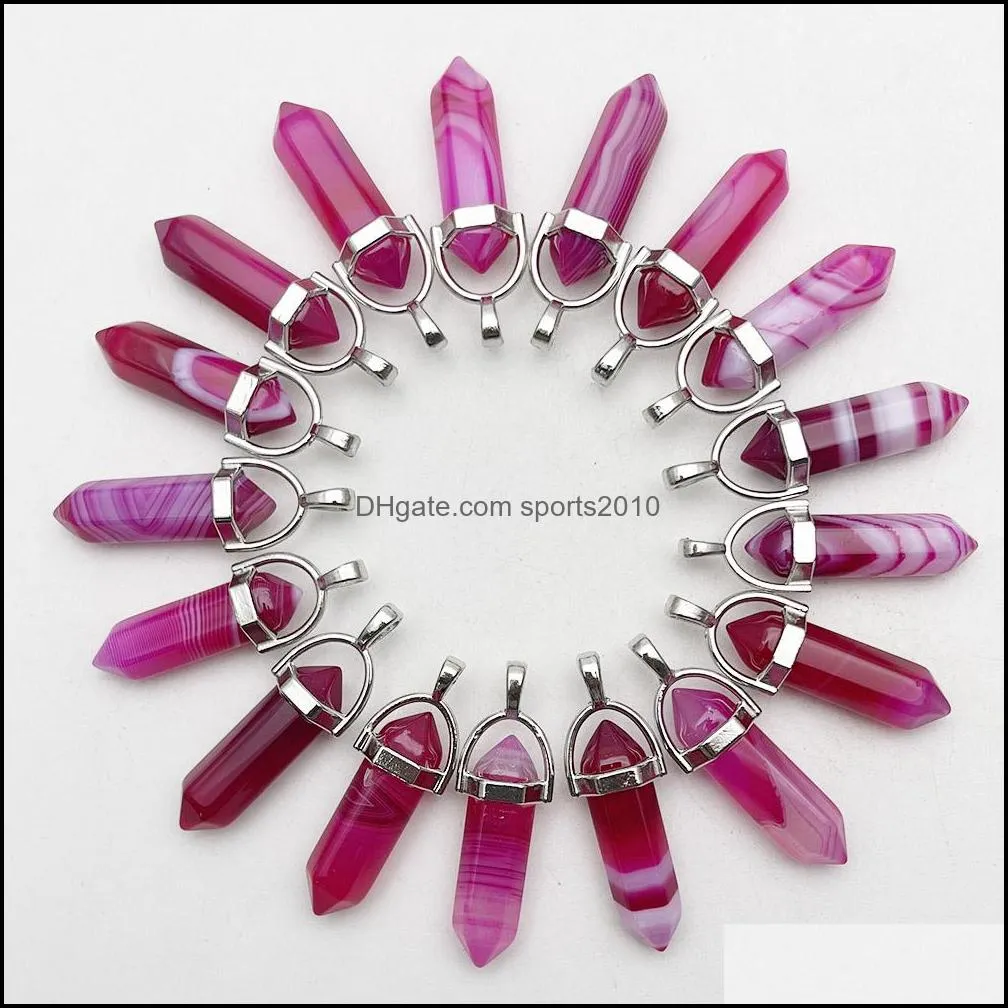 rose blue purple stripe agate charms pendant necklace for making jewelry pendulum accessories