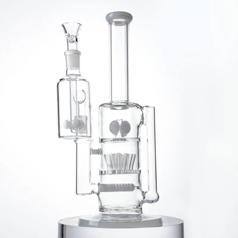 Grön vit 18mm kvinnliga foghoppor Inkine Perc Mushroom Cross Percolator Sprinkler Dab Rigs Oil Rig med skål Ash Catcher Glass Water Bongs WP2233