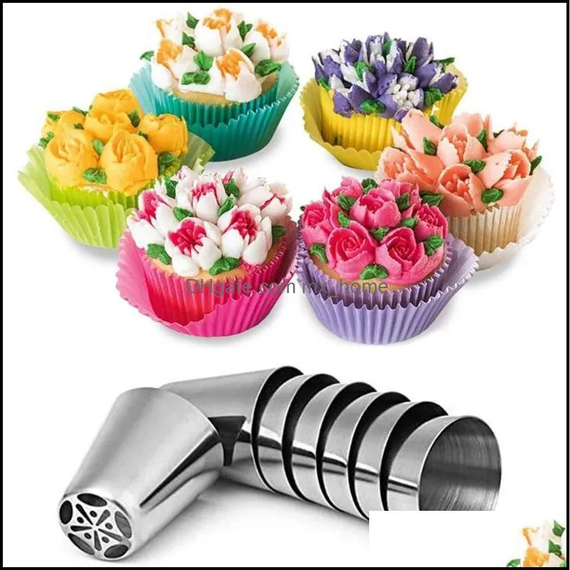 baking & pastry tools russian tips 9/13/27pcs cake decorating tulip icing piping leaf and flower nozzles for cupake with bag