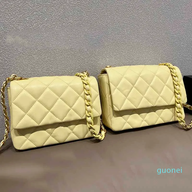 Womens Luxo Mini Flap Bags Cor Sólida Couro Genuino Crossbody Designer Bolsas Bolsas Multi-Color Cadeia Timeless Diamond Quilted 2022