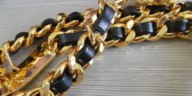 Designer Belts Baroque Gold Plated Copper Snake Link Calfskin Waist Chains With Coin Pendent Vintage Black Metal Real_voghion.com