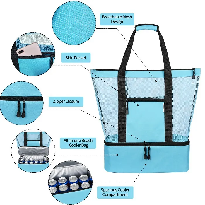 Picnic Insulation Bag Explosive Mesh Cloth Beach Handbag Ice Bags