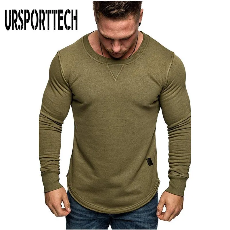 Herren T-Shirts URSPORTTECH Marke Mode Langarm T-shirt Frühling Herbst Casual Vintage Einfarbig Schlank Tops Bluse Homme T-shirt M-3XL