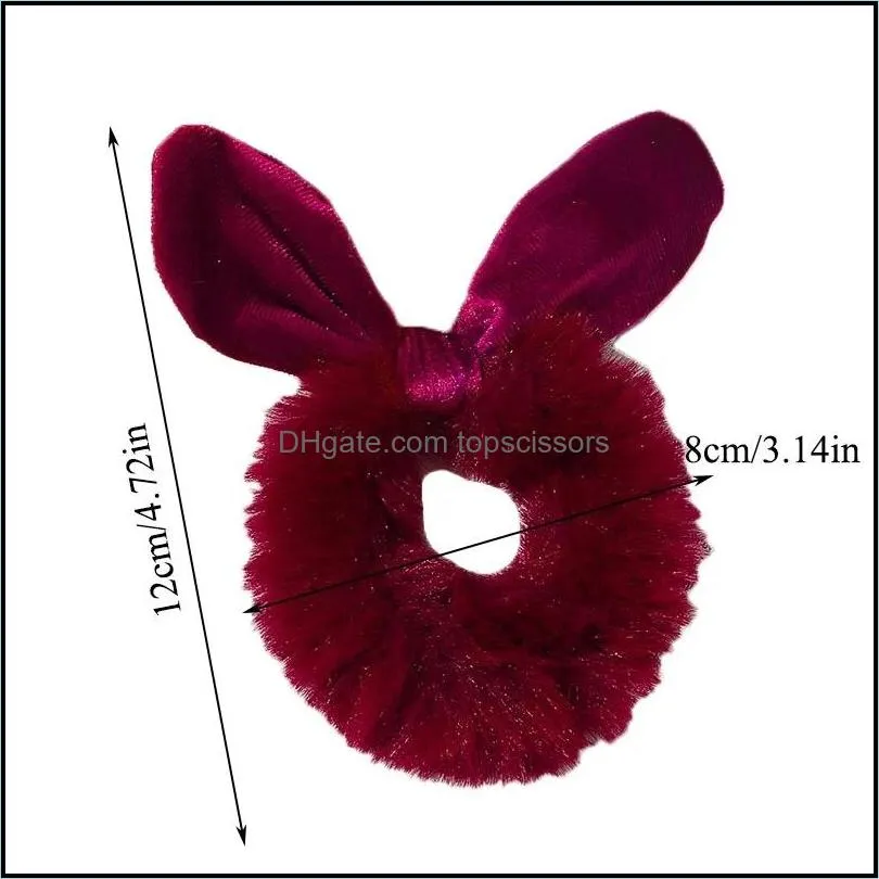 Winter Soft Fur Rabbit Ears Hair Scrunchie Bows Ponytail Holder Hairband Bow Knot Scrunchy Girls Hair Ties Hair Accessories