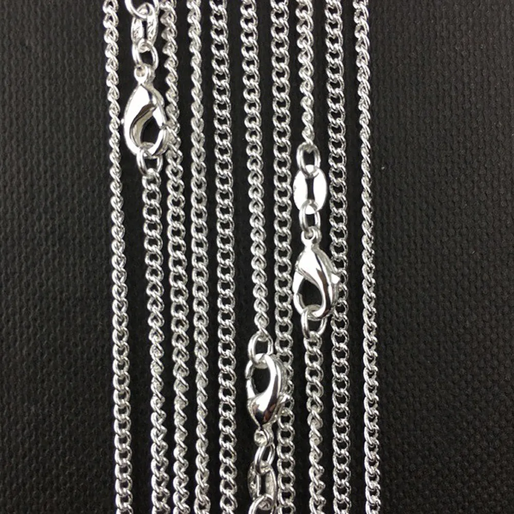 10pcs 2MM 925 Silver Solid Chain Necklace 16-30 inches Men's and women's Simple Sweater Fashion Party Costume Jewelry Factory Price Can Be Customized