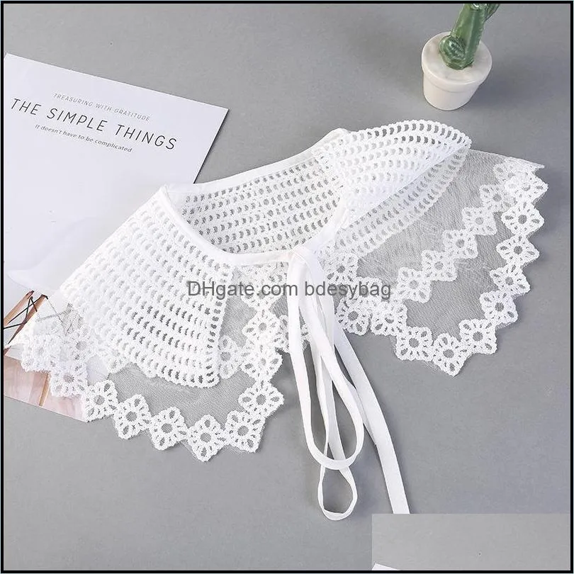 bow ties white lace fake collar scarf shawl wrap detachable shirt women clothes accessories vintage half necklace