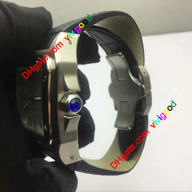 Nuovo marchio sportivo di lusso di alta qualità 100 XL nero da uomo data orologio meccanico automatico da uomo orologi sportivi cintura in pelle 40MM Originale234a