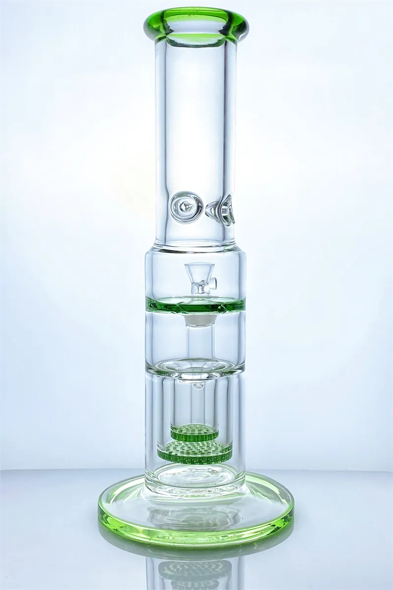 9mm dikte Nieuwe Glazen bong waterpijp pijp glas water met 2 percs 1 splash guard 16 inches hoog GB-254-1