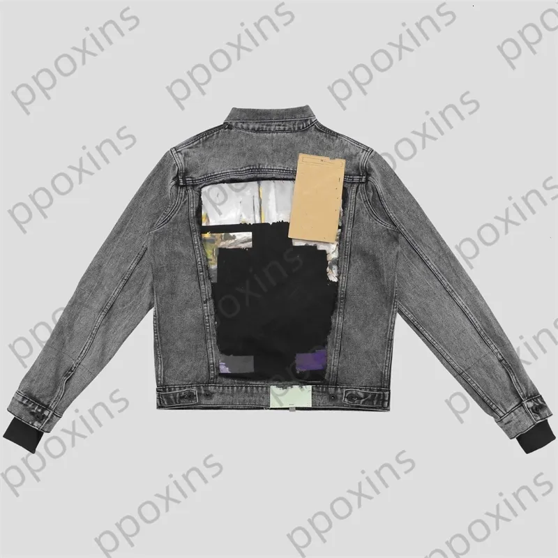 Fashion designer Men's Jacket Denim Oil Painting Arrow Winter Jackets for Men and Women Lovers Fashion Brand Windbreakers Hoodies Mens Coat