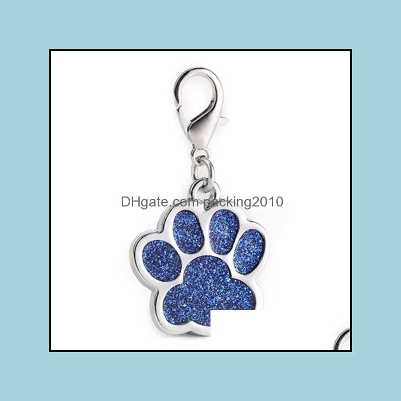 pet dog id tag paw shaped diy pendants cat collar tags pets alloy card blingbling clasp keychain supplies yfa2290