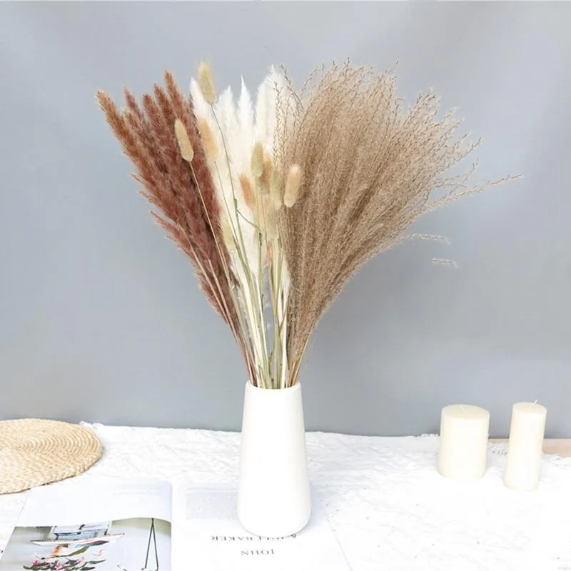 Decorative Flowers & Wreaths 30 Pcs Natural Pampas Grass Decor Fluffy Artificial Plants Real Dried Wedding Bouquet Small Reed Bunch For Home