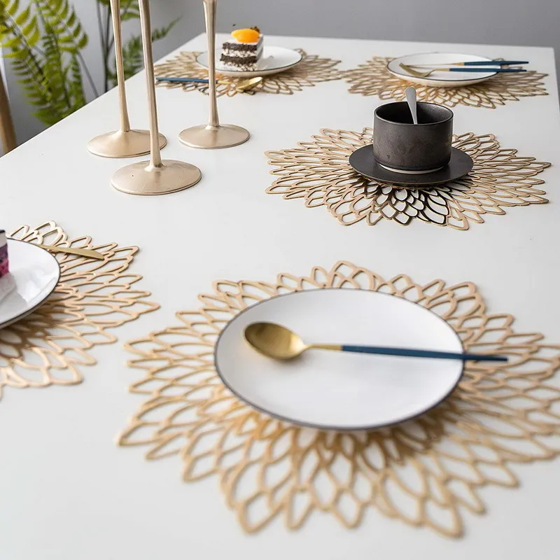 Tovaglietta da tavola europea modello foglia di loto pianta da cucina tappetino da caffè sottobicchiere decorazione domestica W220406