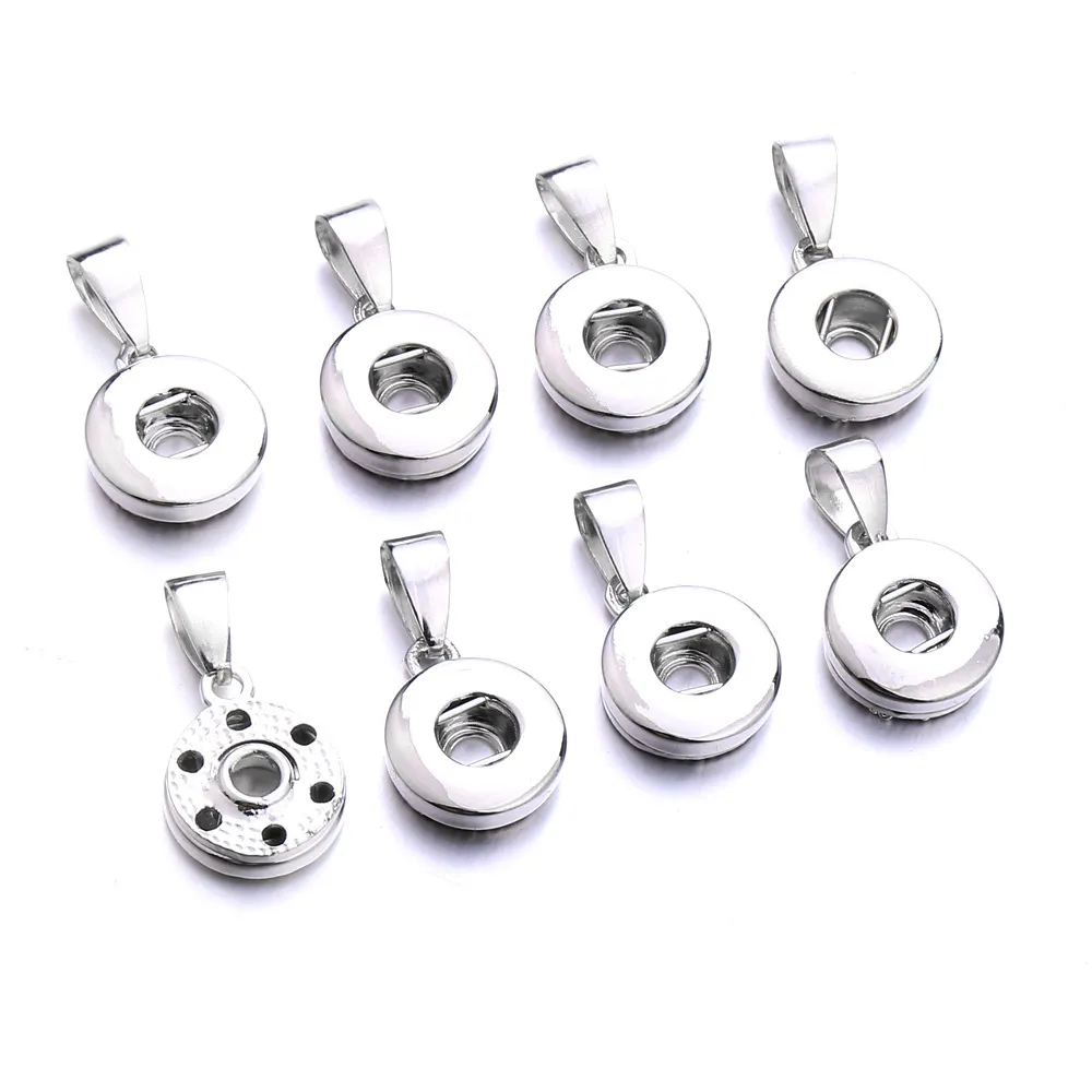 Prata Liga de ouro 12 mm 18 mm Botão de pressão de gengibre Encantos de base para encaixes Pulseira Colar DIY Acessório de joias