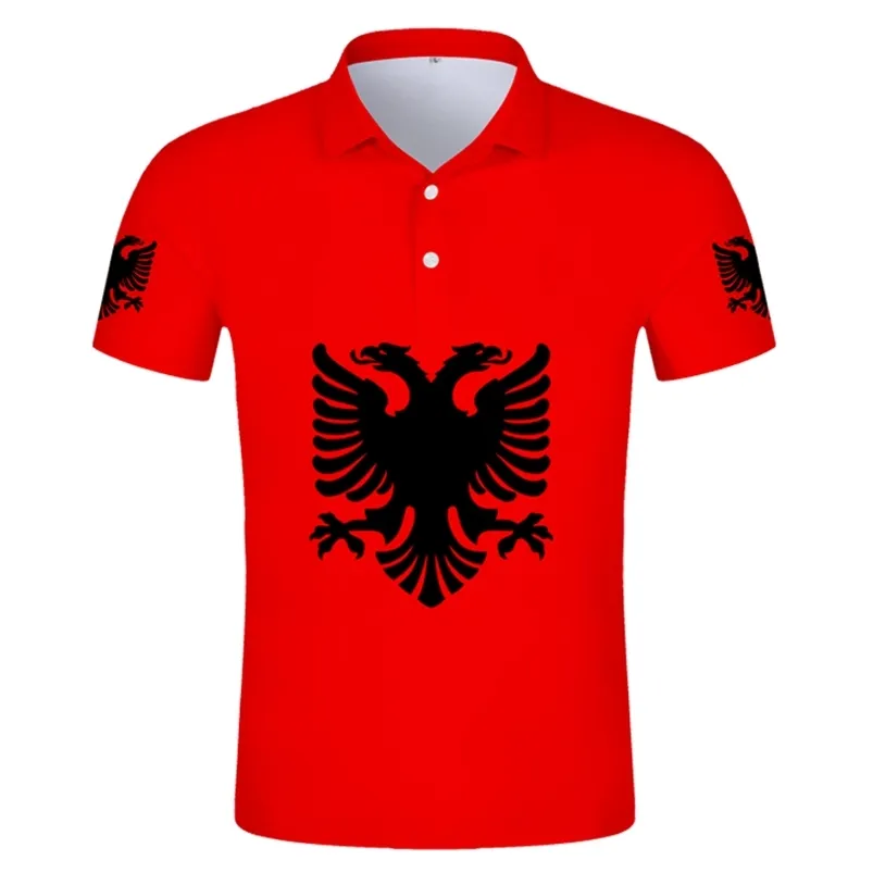 알바니아 독수리 폴로 셔츠 무료 커스텀 이름 번호 체육관 알바니아 shqiperi alb all po polo 셔츠 알 프린트 PO 옷 220702