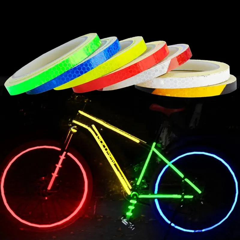 1 PC 8 Naklejki Miernik Car Styling Reflective Stripe Taśmy Motocyklowe Rower Body Rim Koła Taśma Niebieski / Czerwony / Żółty