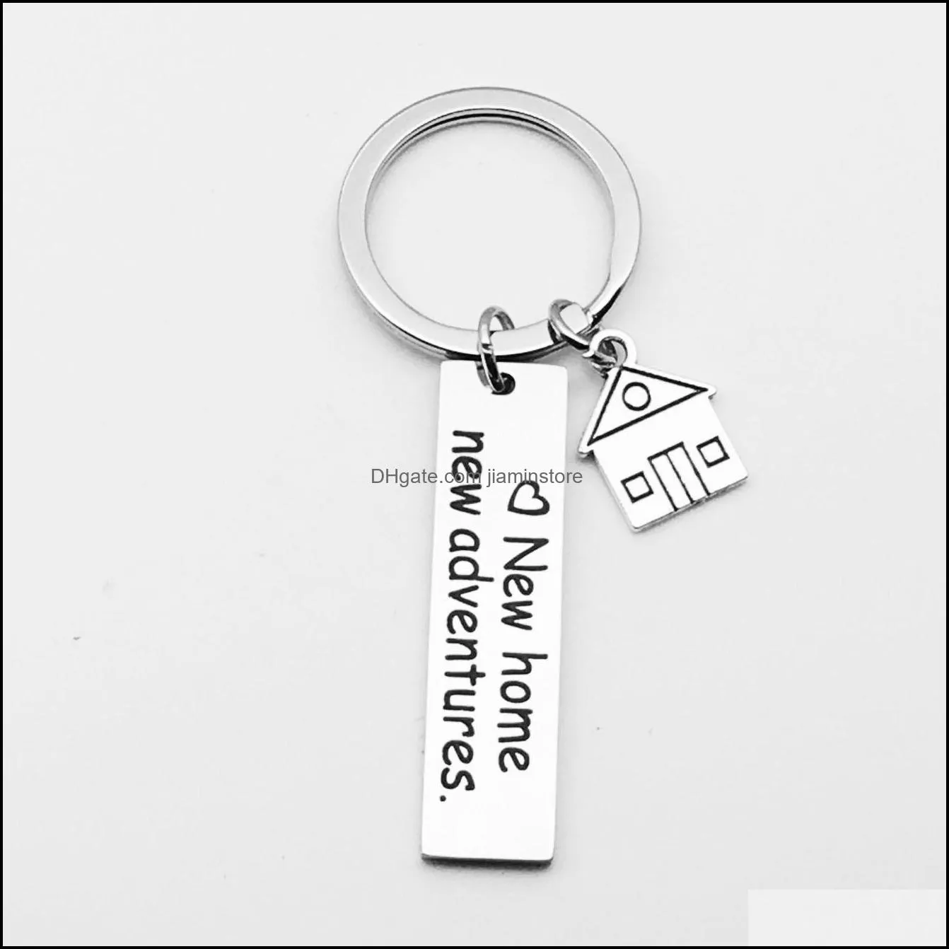 Home New Adventures Keychains Letters Key ring Housewarming Gift Realtor Closing Jewelry Sweet House