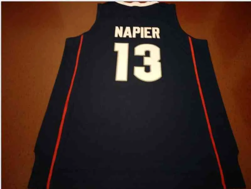مصمم مخصص لكرة السلة قمصان المصمم رخيصة الرجال شباب نادر شباب خمر #13 UConn Shabazz Napier Jersey Size S-5XL أو أي اسم أو رقم قميص