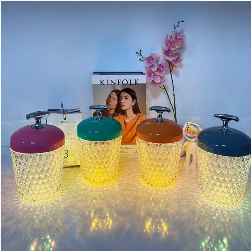 ナイトライトカラークリスタルランプライトリモートタッチコントロールUSB家庭用ベッドサイドベッドルームの装飾ギフトのための充電式テーブル