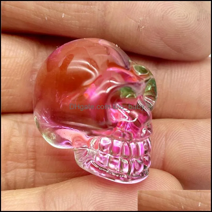 mini fashion glass skull plating crystal rainbow skeleton charm ornaments jewelry accessory birthday gift lulubaby