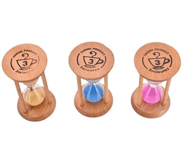 Fashion 3 Mins Wooden Frame Sandglass Sand Glass Hourglass Time Counter Count Down Home Kitchen Timer Clock Decoration Gift C0411