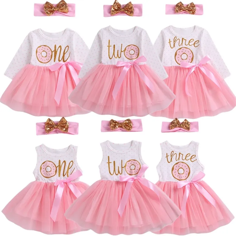 CITGEETT 1ST2ND3RD VERJAARDAG BABY MEISJES DONUT POLKA DOT TULLE TUTU PRINCES PARTIJ JAVER BRAVER 2PCS 220531