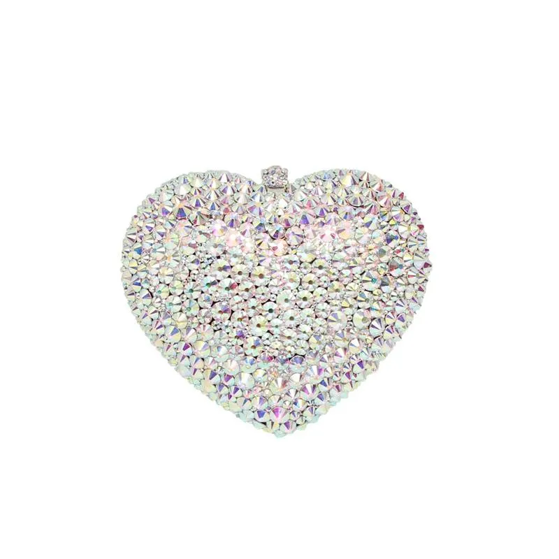 Sacs de soirée Forme de coeur Femmes Dames De Mariage Pochette De Mariage Cristal Coloré Diamants Sacs À Main De Mariée Sac À Main Avec ChaîneSoirée