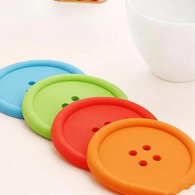 Round Silicone Coasters Button Coasters Cup Mat Home Drink Placemat Tableware Coaster Cups Pads 