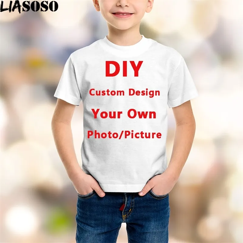 liasosos 성인 맞춤형 인쇄 T 셔츠 아기 자신의 디자인 티셔츠 드레스 소년과 여자 DIY 의상 화이트 티셔츠 220704