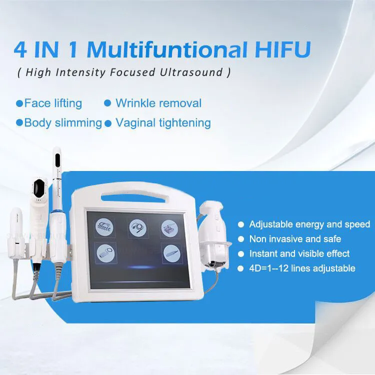 Face Levantando Anti-rugas Ultrassom 4D Hifu Máquina Ultrassonografia Remoção de Remoção de Removas Beleza Portátil Vaginal Vaginal Aperto Do Corpo Emagrecimento Equipamentos