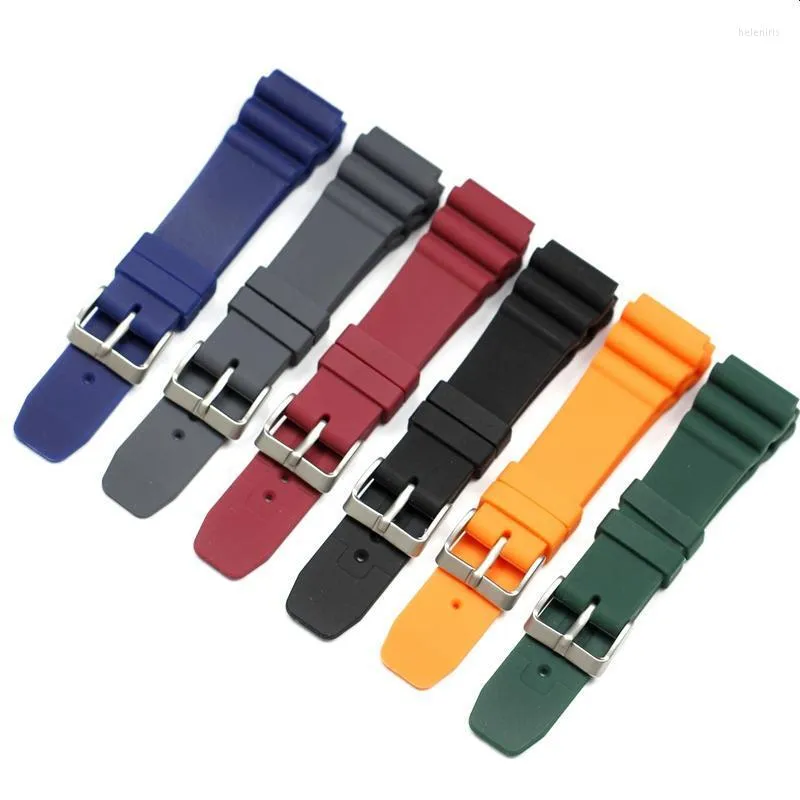 Cinturini per orologi 22mm Nero Arancione Blu Verde Grigio Rosso Cinturino in gomma siliconica per braccialetto SRP313 Hele22