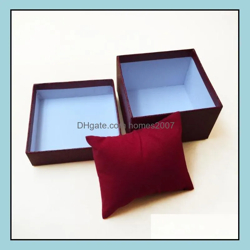 Fashion Watch boxes black red blue paper square watch case with pillow jewelry display box storage box