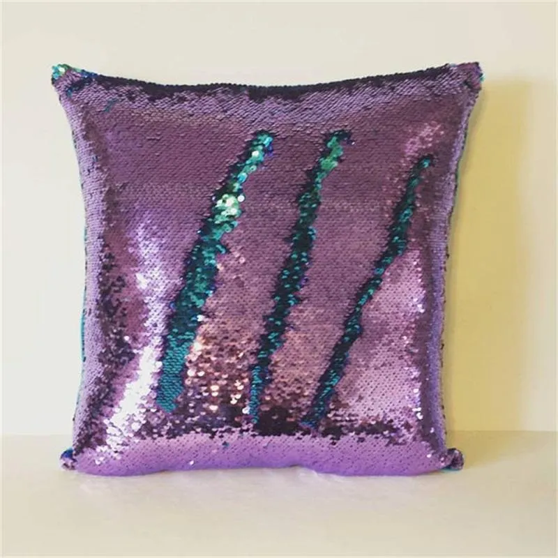 Bicolor Sequins Cushion Covers Farmhouse Home Decor Pillow Case Embroidered Piece Sofa Cushions Bedding Sets 40X40cm 8 3js D2