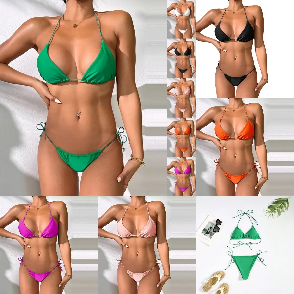 Sexy bikini 2022 Nieuwe dames zwempak push-up bha bikini set tweedelig badkleding hoge snede badpak strandkleding veter bikini's