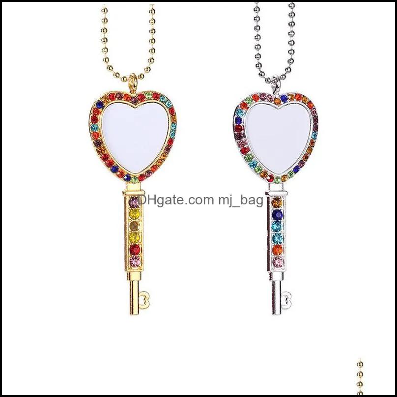 party favor sublimation necklace blank angel wings heat transfer metal pendant diamond necklace