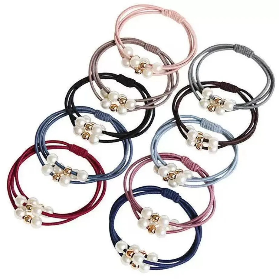 2022 Fashion Pearl Elastic Hair Bands multicamadas anel de cabelo de rabo de cavalo Bandas de borracha para mulheres acessórios para meninas B0529A18